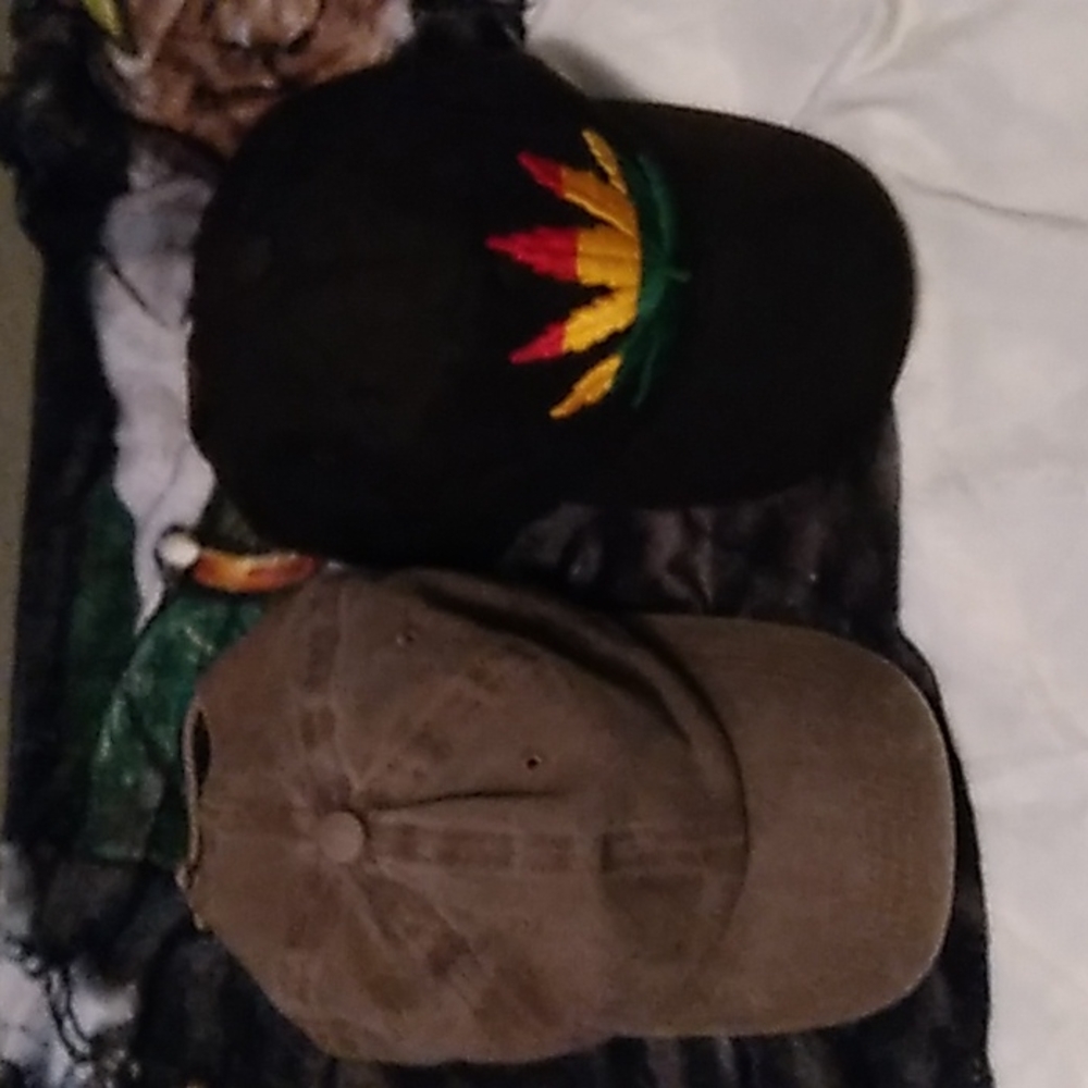 2 Hat Bundle - (1) Black RVST Jamaican Hemp Cap & (1) Plain Grey "Lift Down" Cap